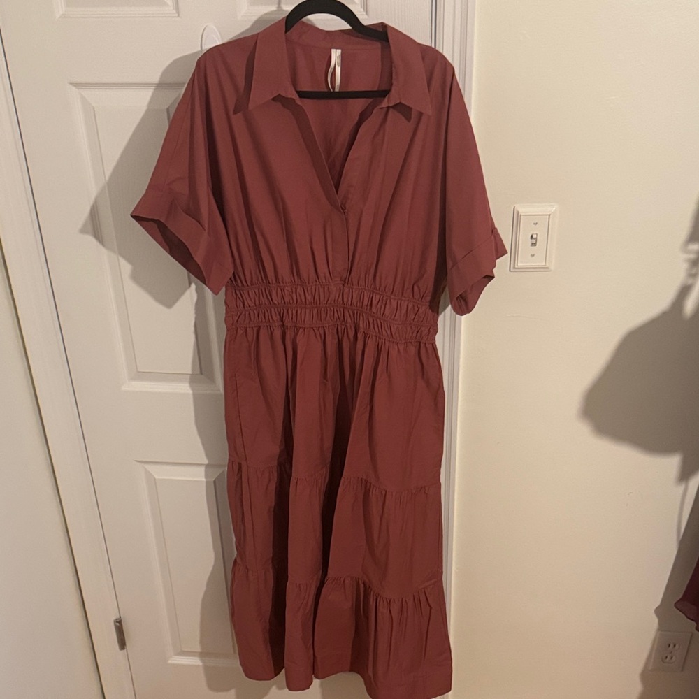 Anthropologie Terracotta Midi Dress